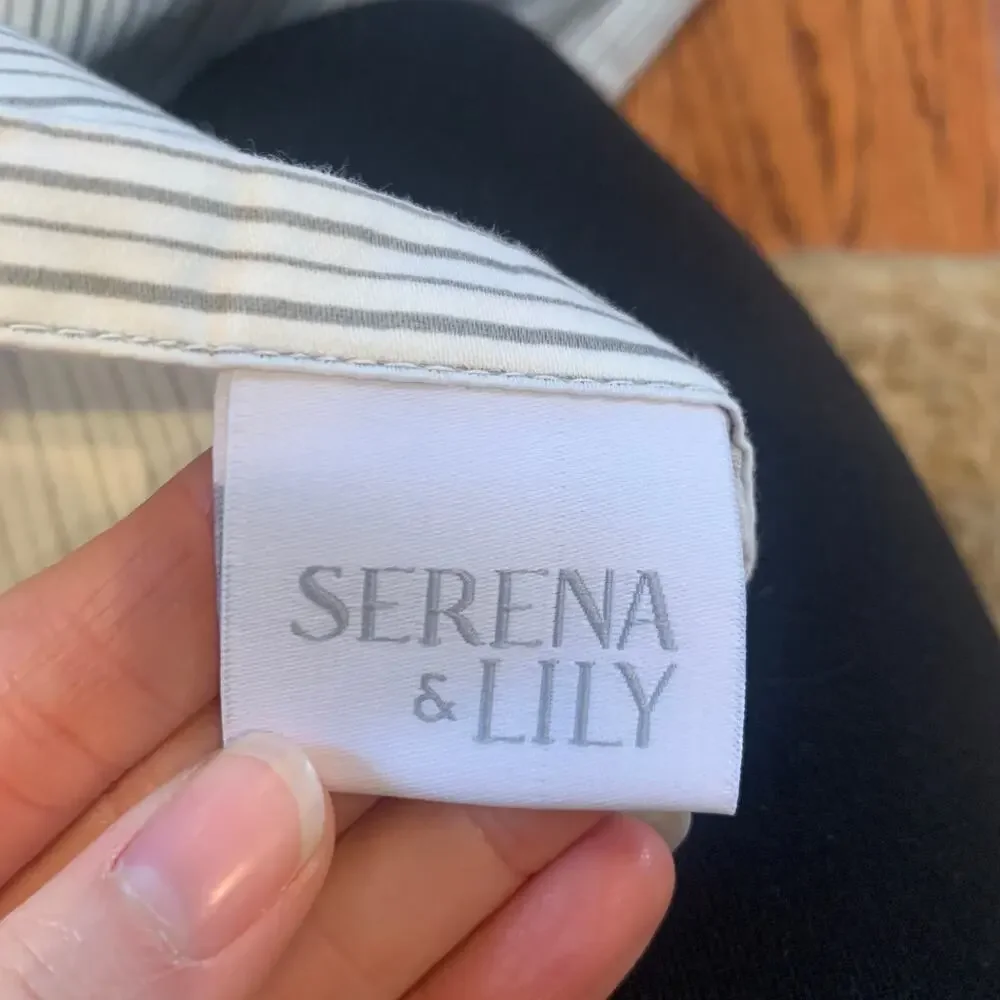 Serena & Lily 100% Cotton Striped Top Sheet ONLY | White Gray | Twin